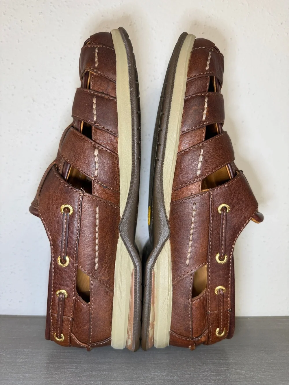 Sperry Top Sider Gold Cup Fisherman Sandals Men’s Size 9M Brown Leather